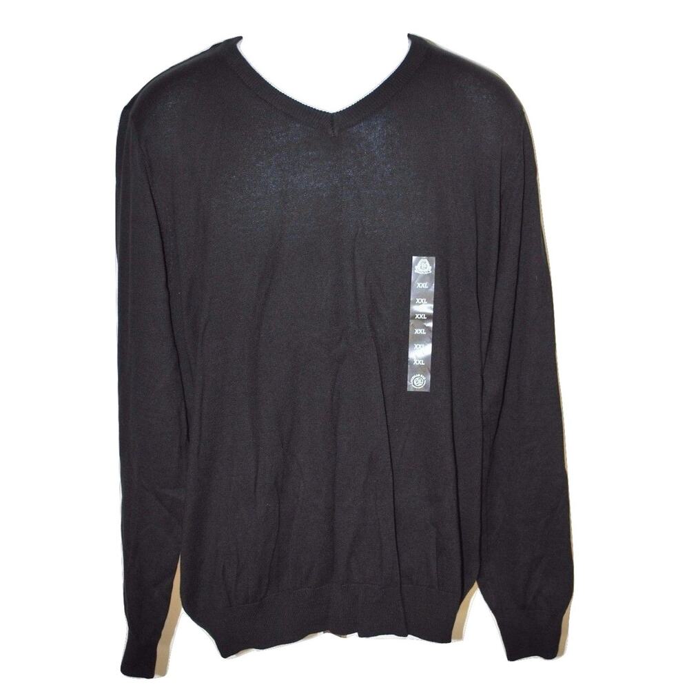 XL Mens Lightweight Black V-Neck Sweater NWT American Rag